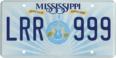 MS license plate LRR999