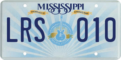 MS license plate LRS010