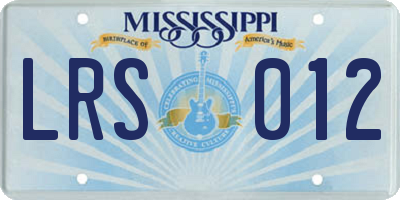 MS license plate LRS012