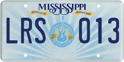 MS license plate LRS013