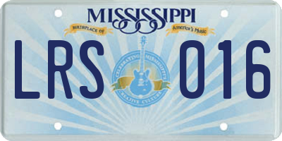 MS license plate LRS016