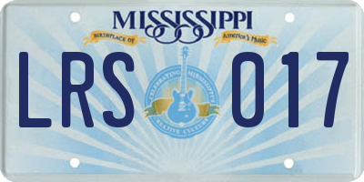MS license plate LRS017