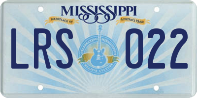 MS license plate LRS022