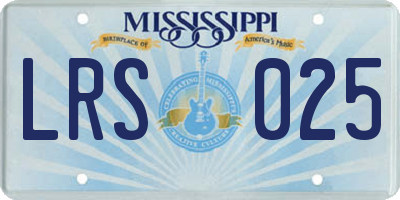 MS license plate LRS025