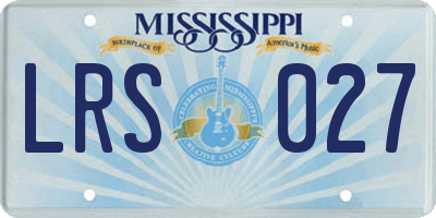 MS license plate LRS027