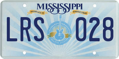 MS license plate LRS028