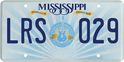 MS license plate LRS029