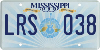 MS license plate LRS038