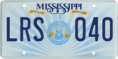 MS license plate LRS040