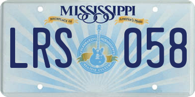 MS license plate LRS058