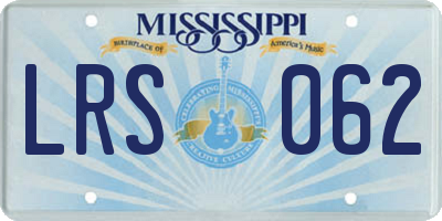 MS license plate LRS062