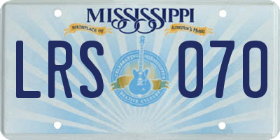 MS license plate LRS070