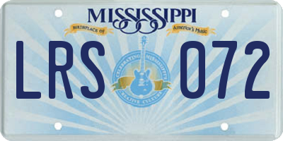 MS license plate LRS072