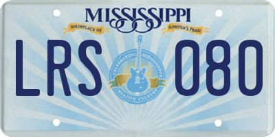 MS license plate LRS080