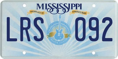 MS license plate LRS092