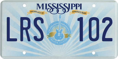 MS license plate LRS102