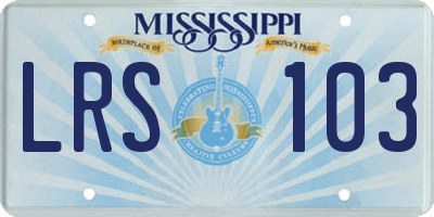 MS license plate LRS103