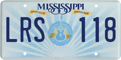 MS license plate LRS118