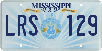 MS license plate LRS129