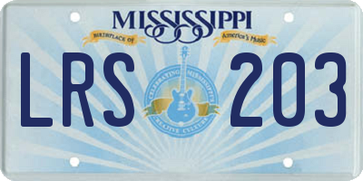 MS license plate LRS203