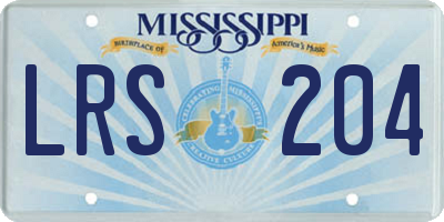 MS license plate LRS204
