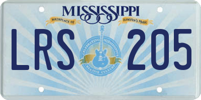 MS license plate LRS205