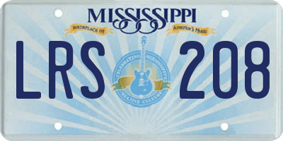 MS license plate LRS208