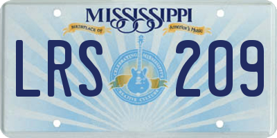 MS license plate LRS209