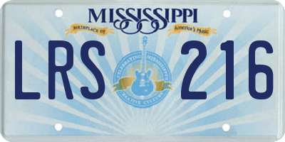 MS license plate LRS216