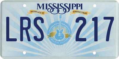 MS license plate LRS217