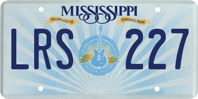 MS license plate LRS227