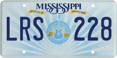 MS license plate LRS228