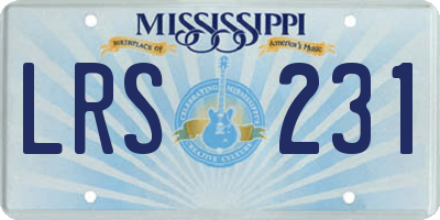 MS license plate LRS231