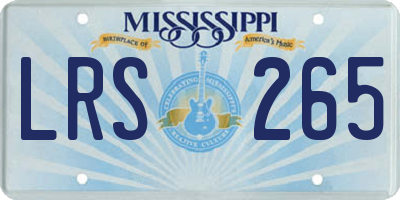 MS license plate LRS265