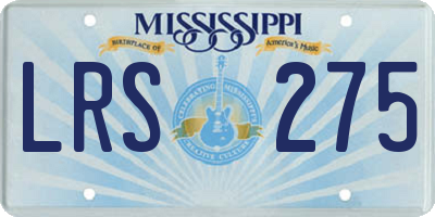 MS license plate LRS275