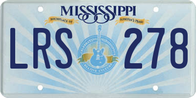 MS license plate LRS278