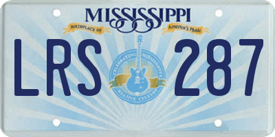 MS license plate LRS287