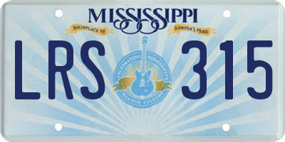 MS license plate LRS315