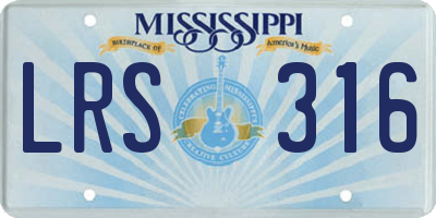 MS license plate LRS316