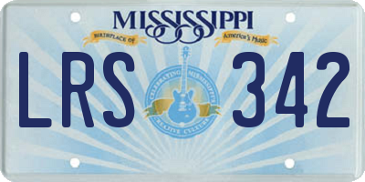 MS license plate LRS342