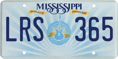 MS license plate LRS365