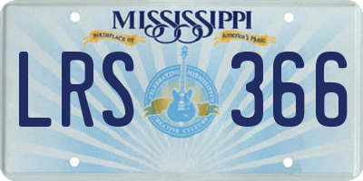 MS license plate LRS366