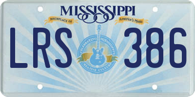 MS license plate LRS386