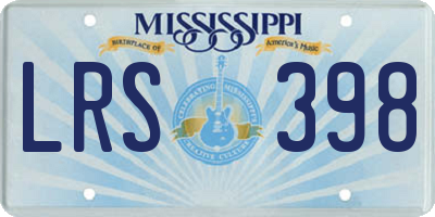 MS license plate LRS398