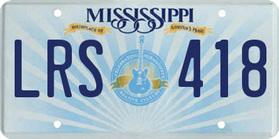 MS license plate LRS418