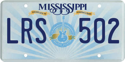 MS license plate LRS502