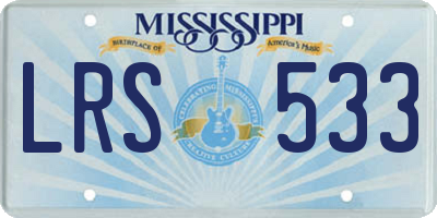 MS license plate LRS533