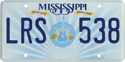 MS license plate LRS538
