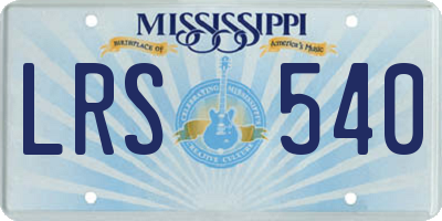 MS license plate LRS540