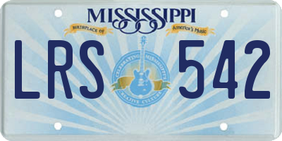 MS license plate LRS542